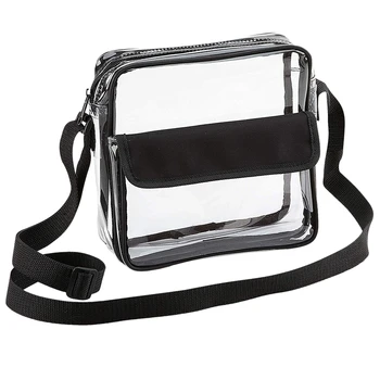 

Clear Crossbody Messenger Shoulder Bag with Adjustable Strap Stadium Approved Transparent Purse