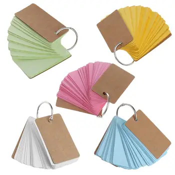 

Kraft Paper Binder Ring Easy Flip Flash Cards Study Memo Pads DIY Stationery M17F