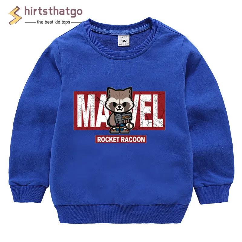 Boy Girl Rocket Racoon Funny Sweatshirts Kid Autumn Toddler Winter Clothes Kid Pullover Tops Black Friday Gift - Цвет: T98B-blue
