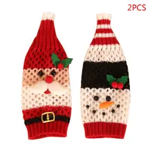 2 шт./компл. Рождественский Санта Клаус Снеговик бутылки вина крышка шляпа Кепки праздничного стола украшения вечерние Подарочный пакет Обёрточная бумага