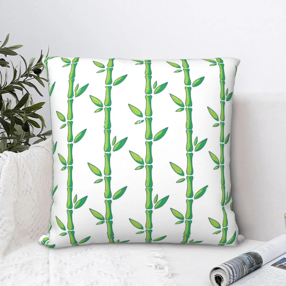 

Зеленая бамбуковая Праздничная квадратная наволочка для подушки, милый домашний декоративный чехол для подушки из полиэстера, домашний скандинавский чехол для подушки 45*45 см