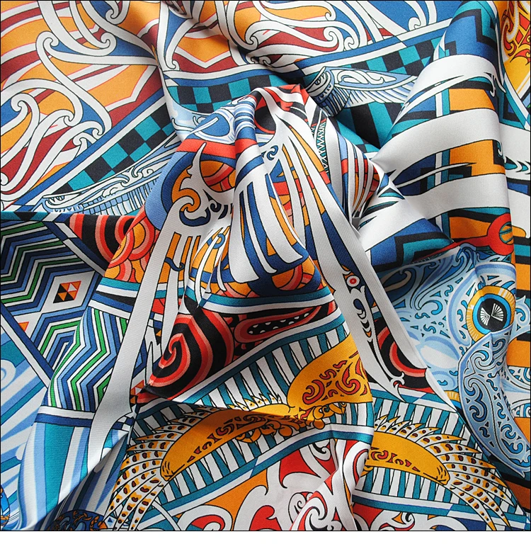 HuaJun 2 магазин | стандартная на руку полная версия рисунка "Kawa Ora шарф" 90 Шелковый квадратный шарф саржевый струйный шарф