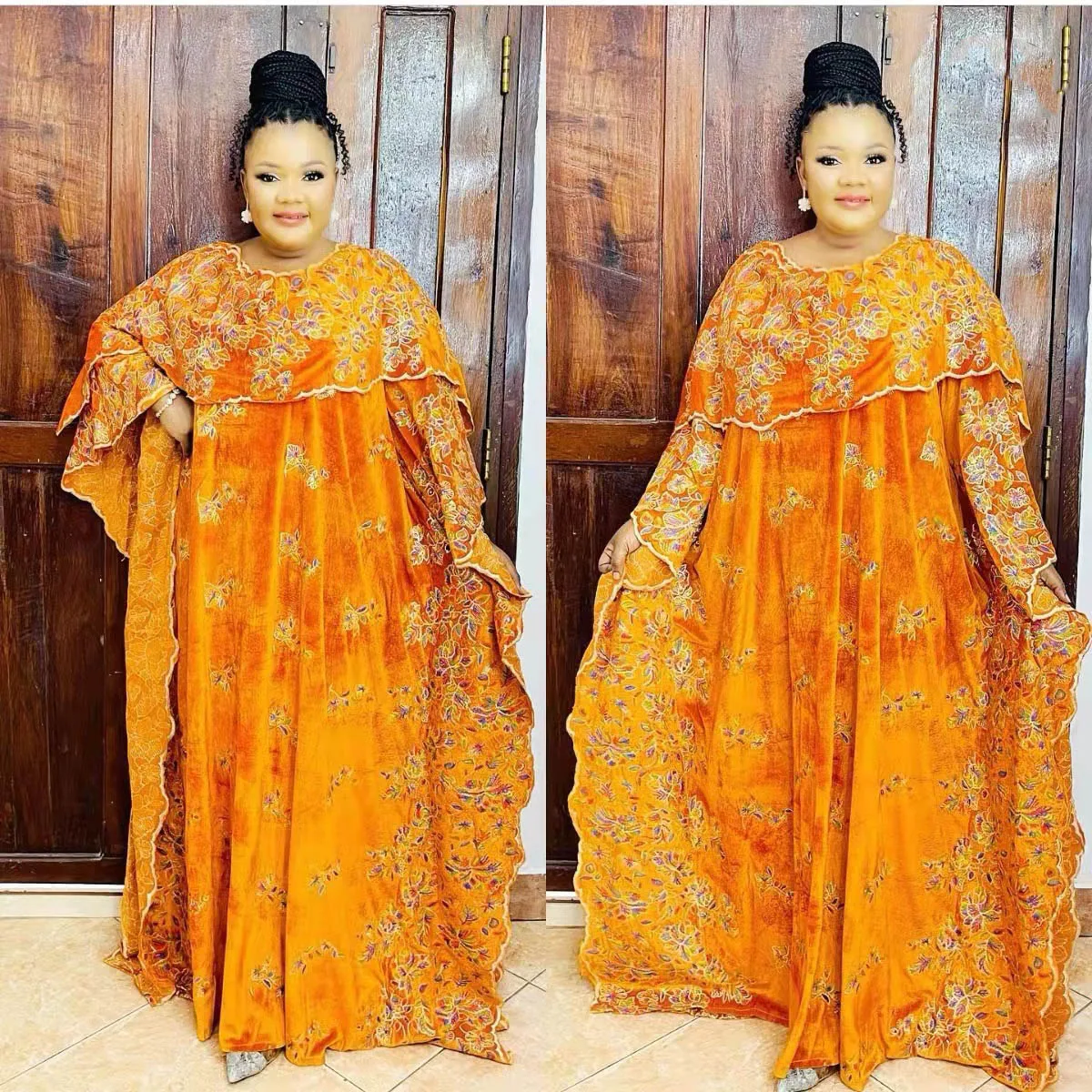 New Style Velvet African Dashiki Lace Fashion Africa Clothing Loose Long Dress And Scarf 2Piece High Quality Free Size | Тематическая