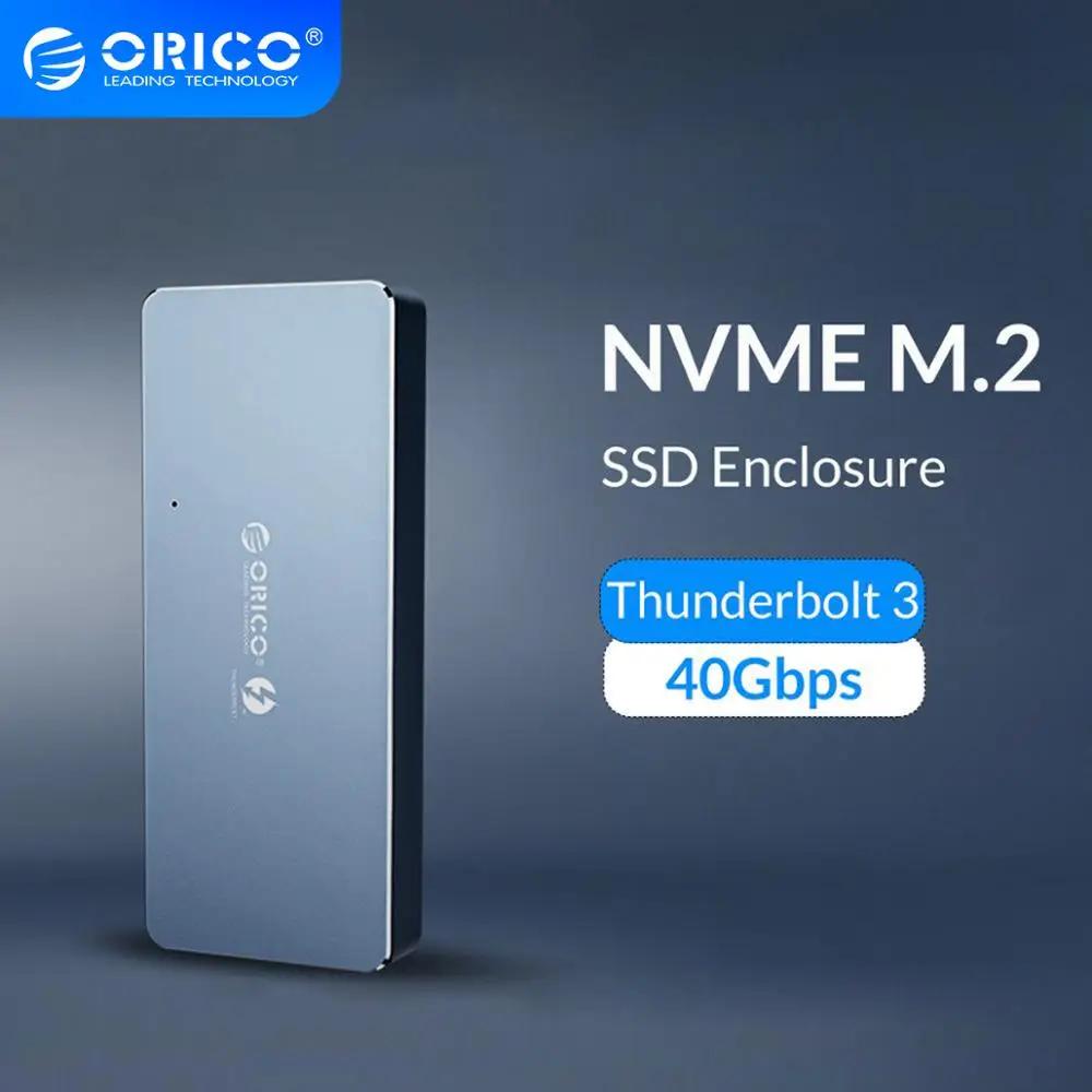 Корпус ORICO Thunderbolt 3 NVME M.2 SSD поддержка 2 ТБ алюминия Type C с кабелем до 40 Гбит/с для Mac и