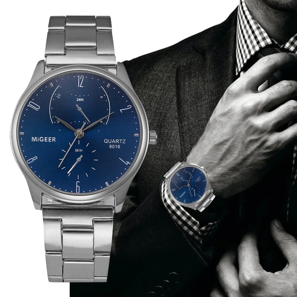 Мужские часы Relogio Masculino, брендовые Роскошные деловые мужские часы, стальные Мужские кварцевые часы, часы Hodinky Reloj Hombre# W