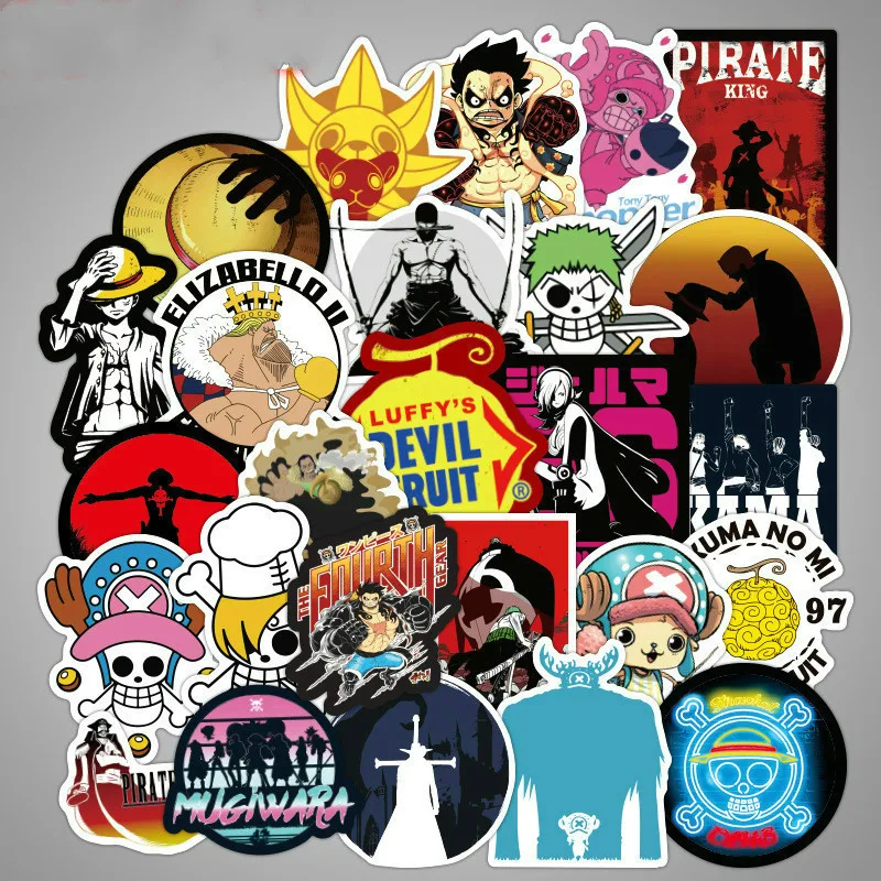 

NEW 100Pcs ONE PIECE Luffy Anime Stickers for Car Laptop PVC Backpack Home Decal Pad Bicycle PS4 Graffiti Sticker Toys