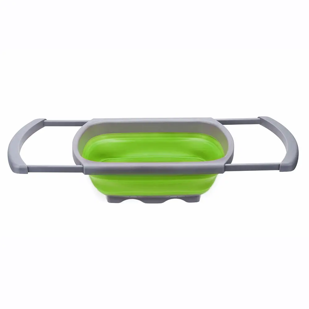 Силиконовый складной дуршлаг Quart над раковиной, Круглый складной пищевой силиконовый Овощной фильтр для посудомоечной машины - Цвет: Type A Green