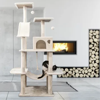 

5 Tier Large Cat Tree Slide Cat Tower Cat Activity Centre Scratching Posts For Cat Kitten Climbing Tree Toy Protect Furniture