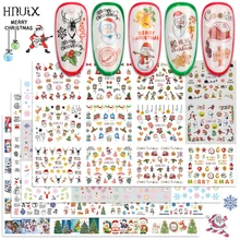 12 шт. рождественские наклейки для ногтей Водные Наклейки Снеговик Санта Клаус дизайн ногтей год слайдер маникюр Полный Круглый Инструмент BN