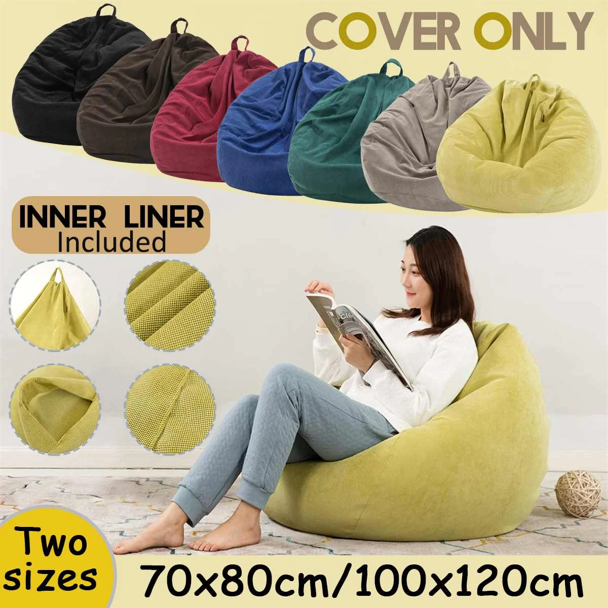 Kid Audult Lazy Sofas Cover Chairs Cover With Inner Liner Warm
