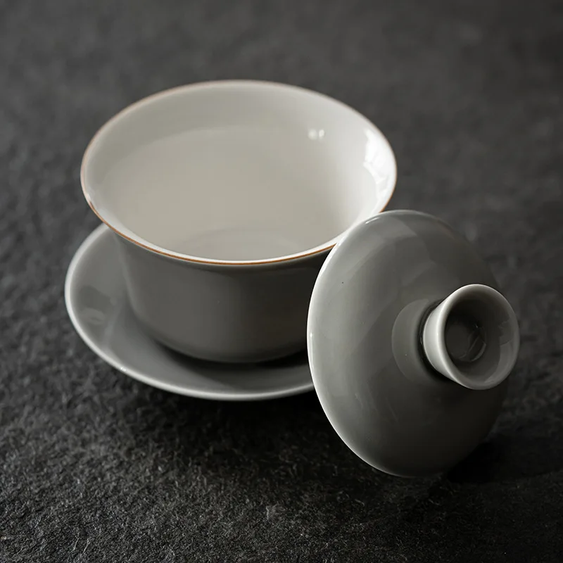 Glaze Lid Bowl Japanese Style Handmade Ceramic Gaiwan Tea Cup Tea Bowl Kung Fu Set Chinese Gaiwan
