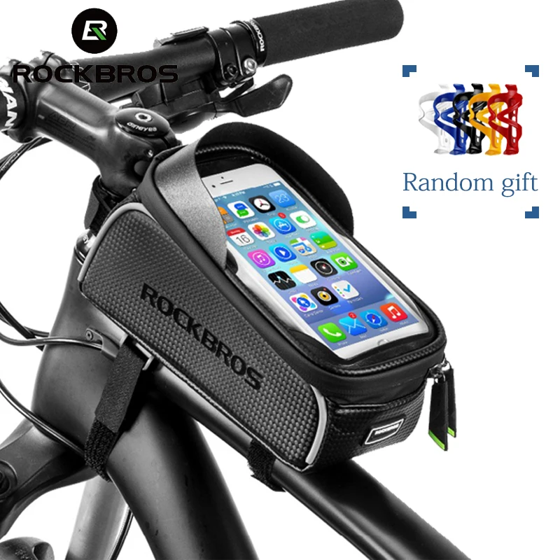 ROCKBROS сумка на седло MTB велосипедная сумка " с сенсорным экраном велосипедная Рама велосипедная Сумка водонепроницаемая трубчатая сумка чехол для телефона Аксессуары для велосипеда