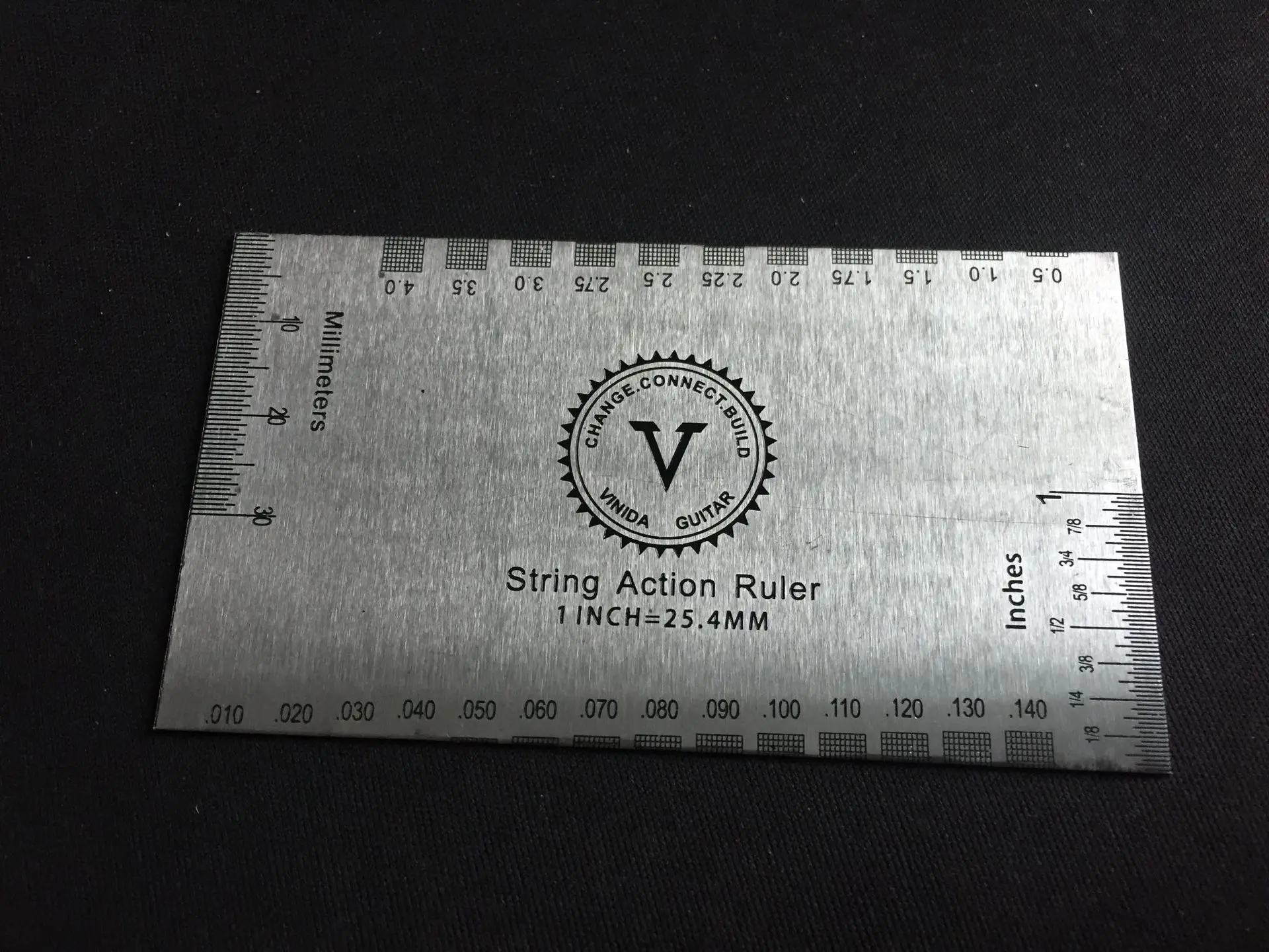 

New Guitar Accessories String Specification Pillow Scale Measuring Ruler for Guitar Bass Electric 90*50mm Stainless Steel