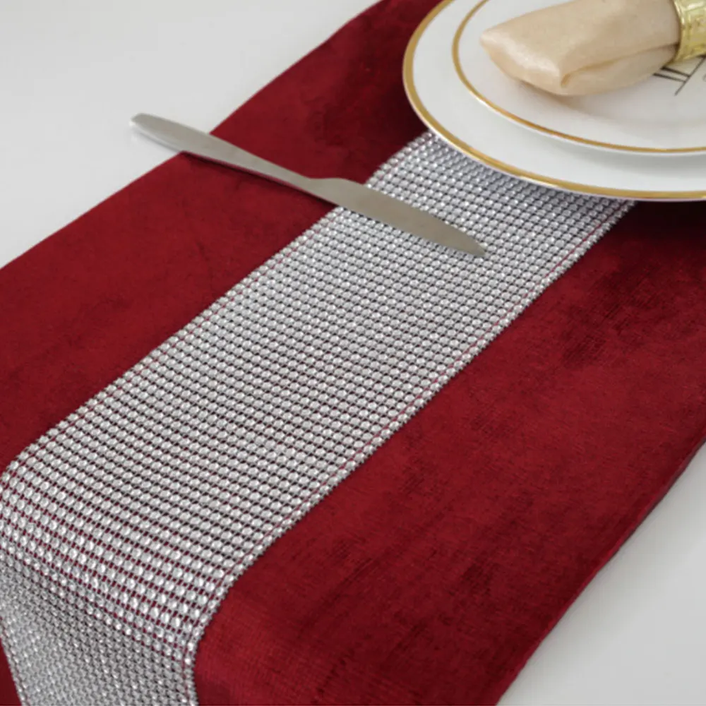 Runner Flag Bling Polyester Table Runner Festive Decoration Desk Cloth Strip Accessories Rhinestone Placemat Sequin