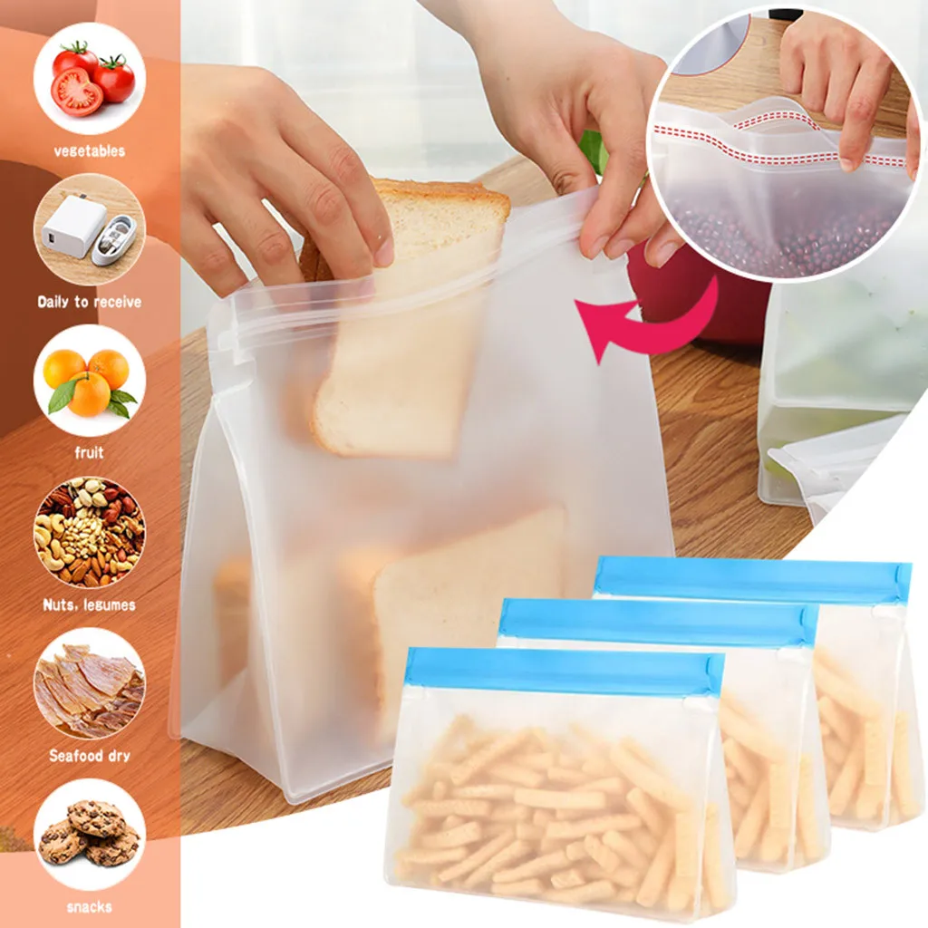 12 шт. многоразовая сумка для хранения на кухне Ziplock водонепроницаемая ланча еды
