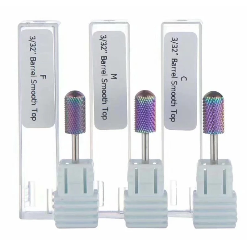 

1pcs Box Round Cylinder Shaped Tungsten Carbide Alloy Bits Color Plating Ceramic Milling Colorful Rainbow Nail Drill Bit Tools