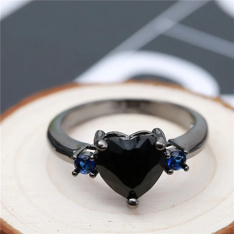 Wedding Rings Vintage Black Woman Rings Love Heart Charm Finger Ring Inlaid Zirconia Ring Women Wedding Engagement Jewelry Gift womens ring finger rings jewelry rings ring jewelry