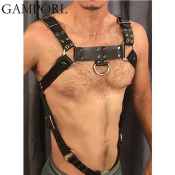

Pu Leather Harness Belts Men Sexy Lingerie Adjustable Metal Buckle Waist Body Bondage Belt Suspenders Lingerie Body Cage Harness