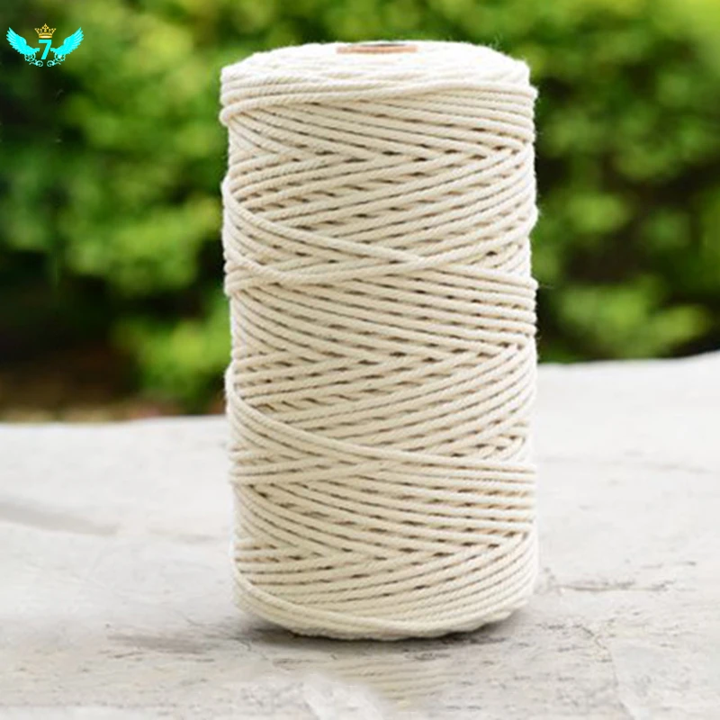 

3mm*200m Natural Beige Soft Cotton Cord Rope Craft Macrame Artisan String DIY Handmade Tying Thread Cord Rope