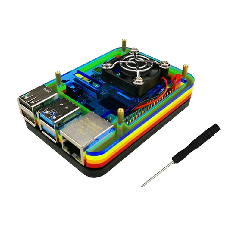Акриловый чехол для Raspberry Pi с охлаждающим вентилятором для Raspberry Pi 4 Model B