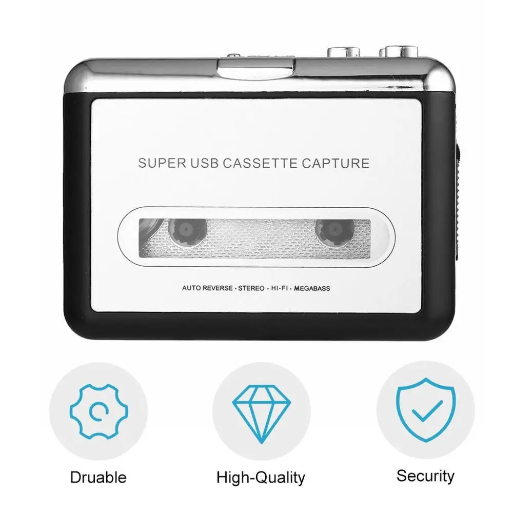 USB2.0 Portable Tape to PC Super Cassette to MP3 Audio Music CD Digital Player Converter Capture Recorder + Headphones