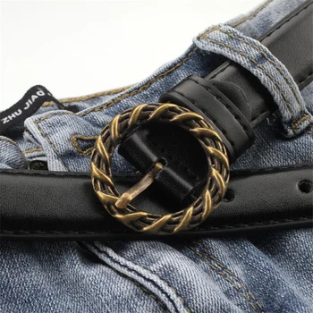

2019 Luxury Belts for Women Round Buckle Design Pin Buckle Imitation Leather PU Fashion Belts Ceinture Femme De Marque