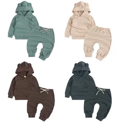 Ensemble sweat shirt à capuche et pantalon pour garçon, survêtement pour nouveau né, tenue mignonne pour enfant en bas âge, 2022 