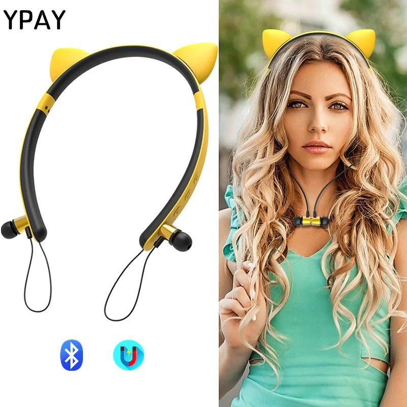 

YPAY ZW29 Fashion Cat Ear Headset Wireless Bluetooth Headphone Lovely Deer Devil Rabbit Headphone for Girls
