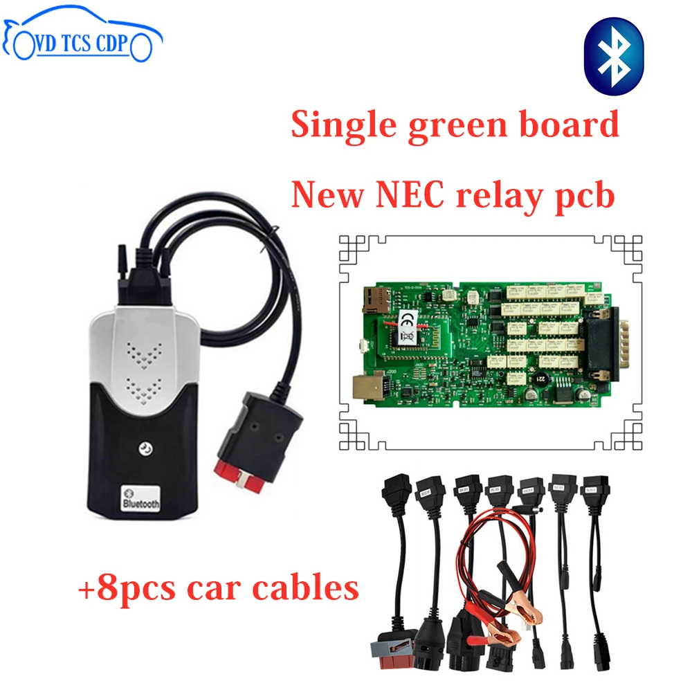 

Best quality Green single PCB VD TCS CDP PRO PLUS with 2015.R3 Keygen OBD2 Diagnostic tools for delphis+full set 8pcs car cables