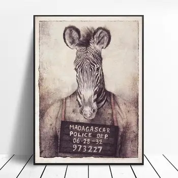 

Retro modern animal Mugshot Canvas Print Wall Art Poster Picture Bedroom Living Room Decoration No Frame