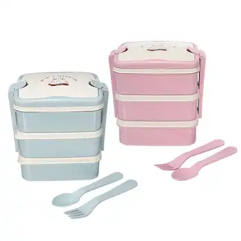 

New 3 Layers Bento Box Eco-Friendly Lunch Box Food Container Wheat Straw Material Microwavable Dinnerware Lunchbox