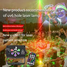 Projecteur Laser LED Rechargeable USB 120 motifs, lumière de mariage, anniversaire, fête de noël, maison, son DJ RGB UV, lumière Disco 