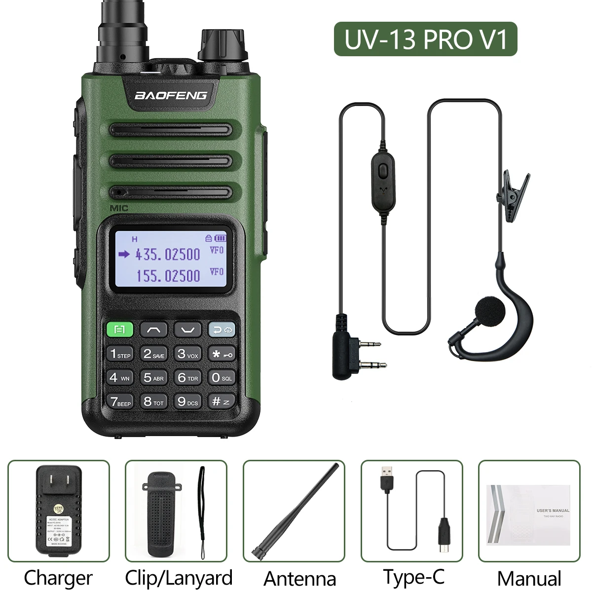 New Baofeng  UV-13 PRO V1 V2 Professional Walkie Talkie 10W 999 Channels VHF UHF Dual Band Two Way CB Ham Radio UV-5R Enhanced hunting walkie talkies Walkie Talkie