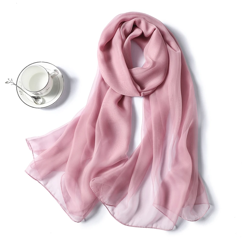 Женский однотонный шелковый шарф из пашмины, накидка для пляжа, гладкие женские шали, Роскошные теплые шарфы, бандана, мода - Цвет: YRS73-Pihong