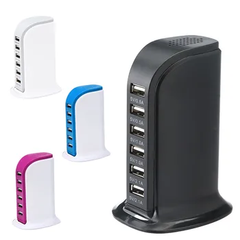 

30W 6 Multi Ports USB HUB UK Plug Quick Charger Desktop HUB Charging Station Power Adapter