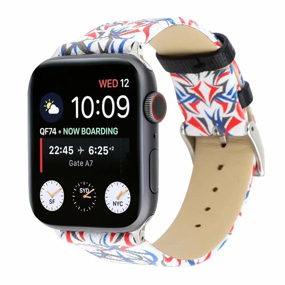 

Thorns Printing Pattern Watch Strap For iWatch Series 44/40mm 38/42mm Leather Bracelet Wristband For Apple Watch Band 5 4 3 2 1