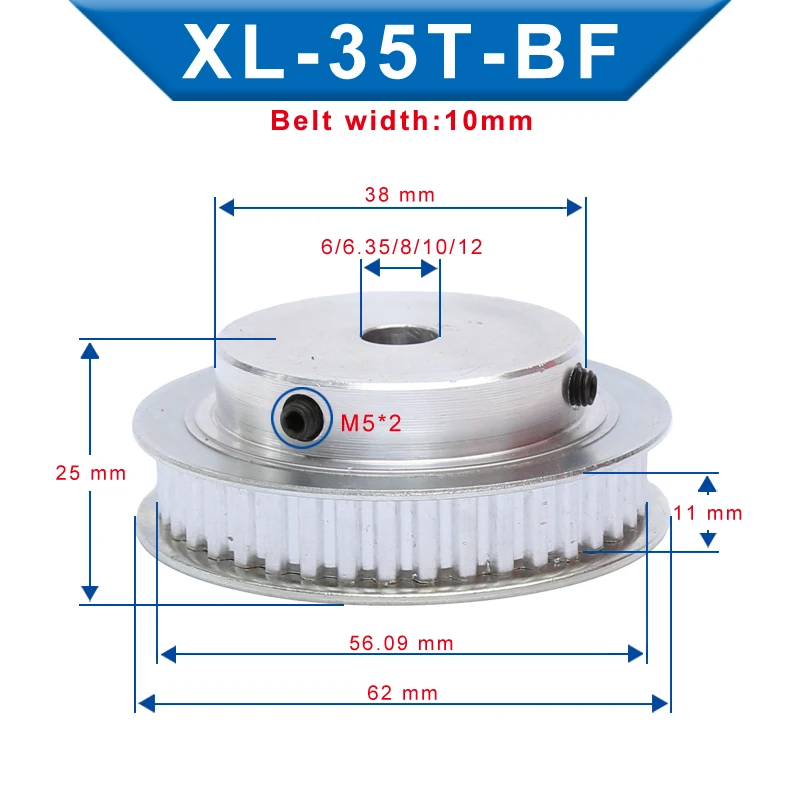 AF Flat Synchronous Wheel XL-type Timing Belt Pulley XL-35T Teeth Width 11mm 