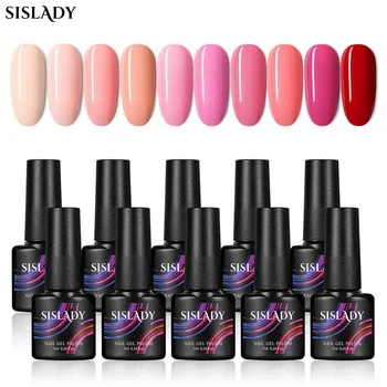 

SISLADY 10PC Pure Color UV Gel Nail Polish Set For Nail Kit All For Manicure Semi Permanent Manicure Gel Varnish Nail Art Kits