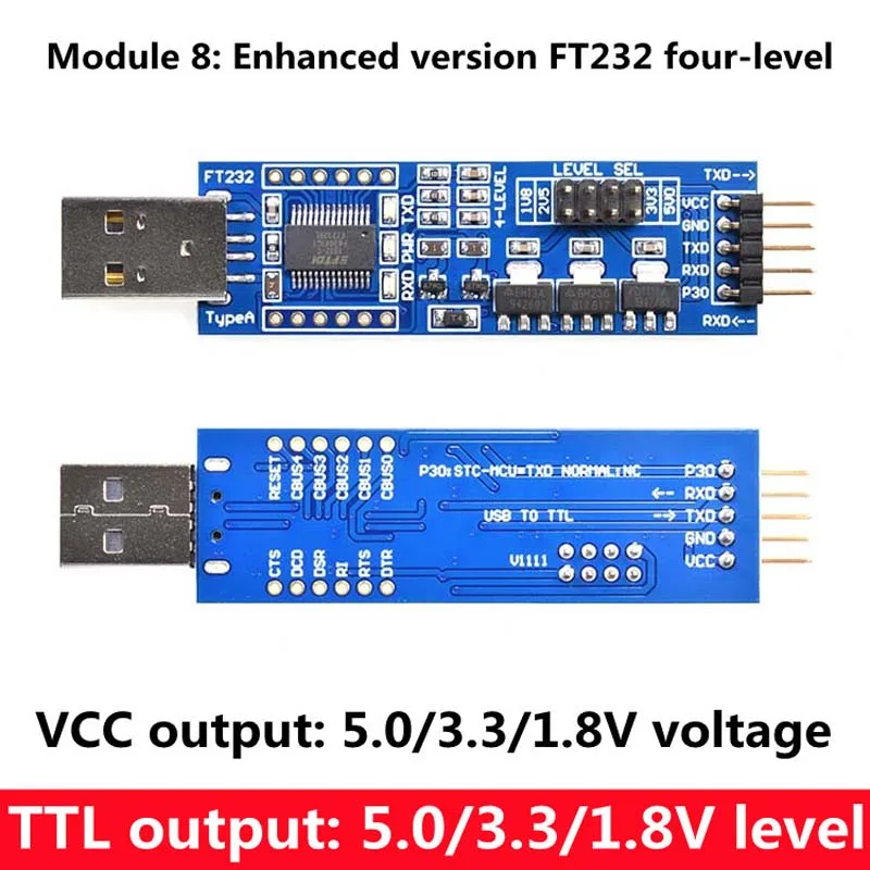 USB to TTL 1.8V/3.3V/5V USB to serial port UART module FT232 upgrade flashing machine usb serial module