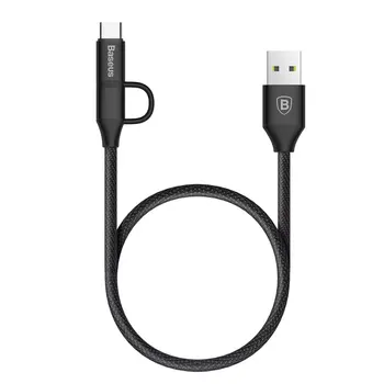 

Baseus 2 in 1 Data Cable Micro USB Type-C Cables 2A Fast Charging Cable For iPhone for Android Adapter Phone Cables 1m Portable