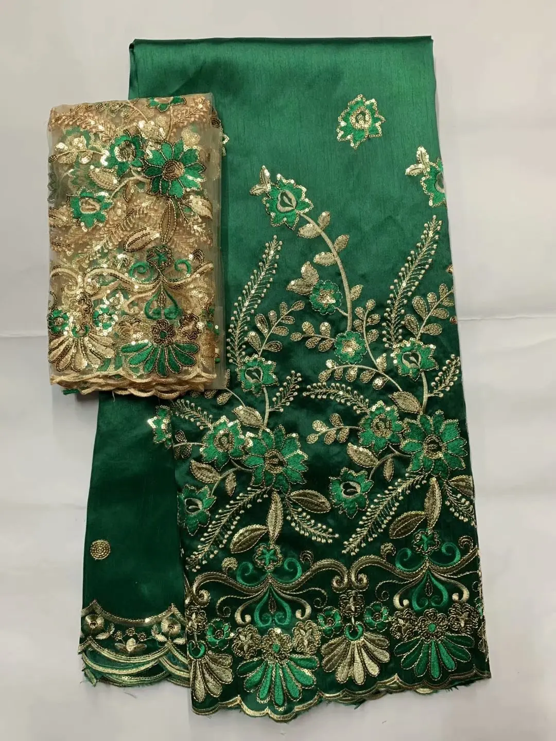 african george fabric with net lace blouse sequins embroidery for women dress 5+2yards | Дом и сад