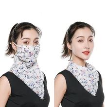 Женская Солнцезащитная вуаль, весна-лето, нагрудник, большая маска, женская, с принтом, дышащая маска, для шеи, покрытие лица, анти-УФ, быстросохнущая вуаль