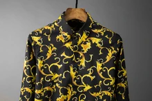  Minglu Men Shirt Luxury Royal Allover Printing Long Sleeve Mens Shirts Slim Fit Casual Shirts Plus Size 4xl Party Shirts Man 