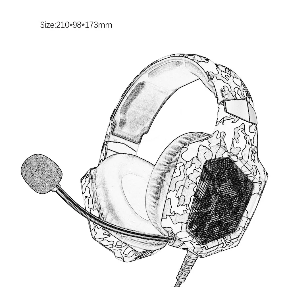 ONIKUMA компьютерная стерео игровая гарнитура камуфляжная гарнитура игровая гарнитура холодный светодиодный свет с микрофоном
