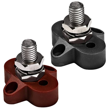 

2Pcs Battery Power Distribution Terminal Block [M10 Dual Studs] [Max 48V ] Ground Insulated Junction Post