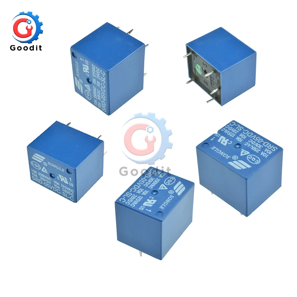 

5PCS/Lot Power Relay T73 SRD-05VDC-SL-C DC 5V Rating Coil SPDT Miniature Power Relay Shield Household Appliance 5 Pin PCB Relay
