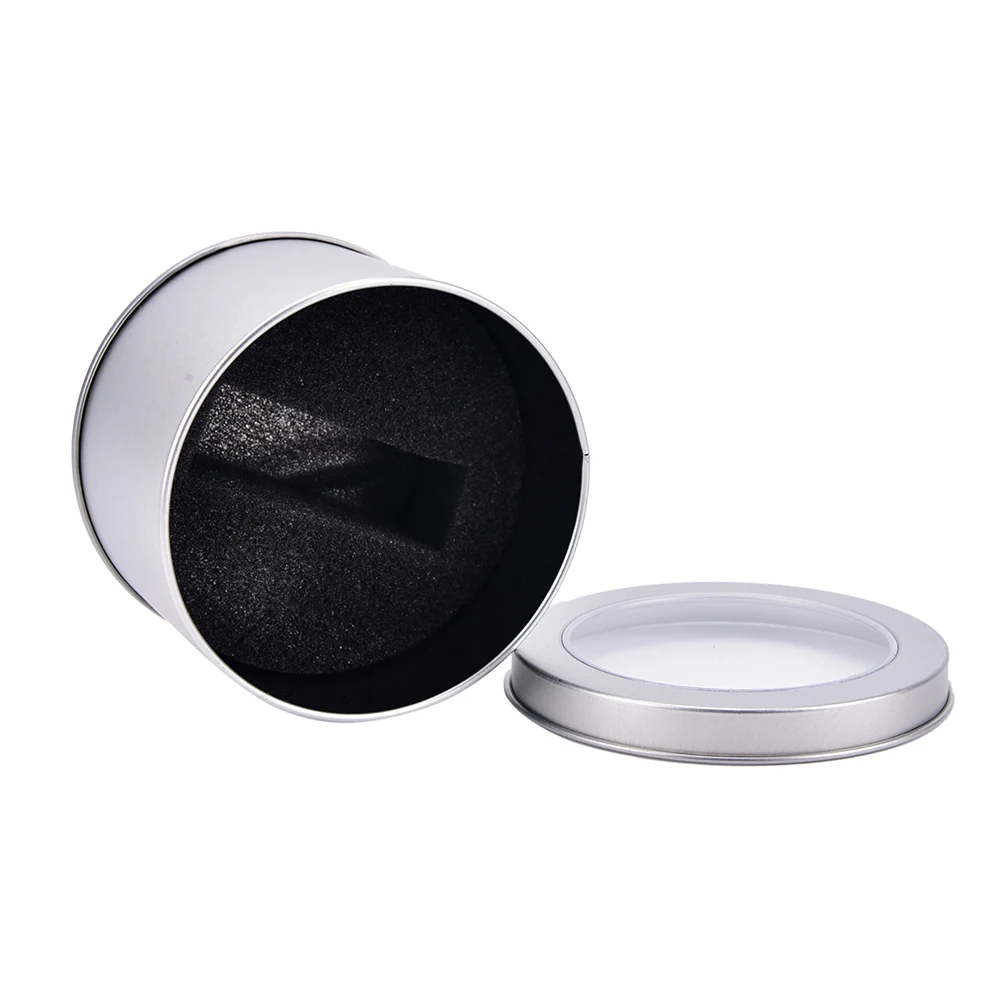 1PCS Round Metal Jewelry Watch Gift Box Display Case With Cushion Watch Organizer Box Holder Display 2 Sizes