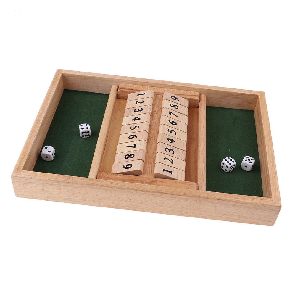Traditional Shut the Box Game Wood Board Number Drinking Dice Toy Family Set