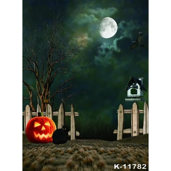 

Halloween Backdrop for Party Photography Pumpkin Fall Night Moon Background Children Adults Portrait Banner Photo Booth Prop