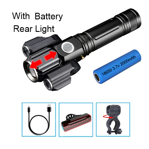 Telescopic zoom 4 Велосипед светильник 1000 люмен вспышка света светильник для USB Перезаряжаемые 18650 Батарея MTB велосипеда передняя светильник Водонепроницаемый светодиодный головной светильник Фонари - Цвет: Telescopic zoom 4